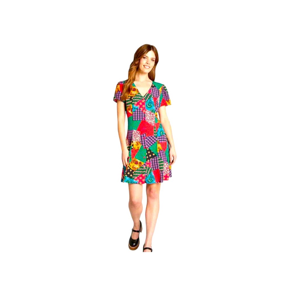 Dangerfield‎ Multicolor Patchwork Mini Dress Size 8 (AU) 4 (US)Vintage-Inspired